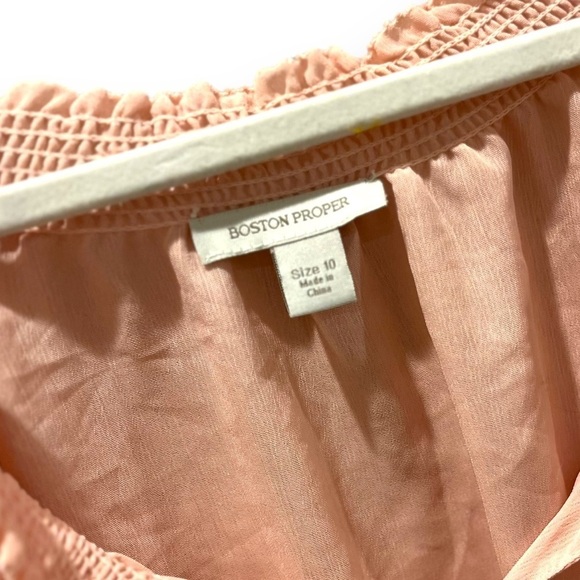 BOSTON PROPER | Sheer Retro Style Lace Sleeve Insert Sheer Light Pink Blouse 10 - Picture 5 of 9